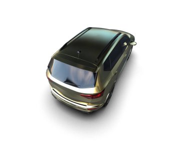 Modern araba beyaz arka planda izole edilmiş. 3d resimleme