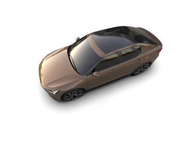 Modern araba beyaz arka planda izole edilmiş. 3d resimleme