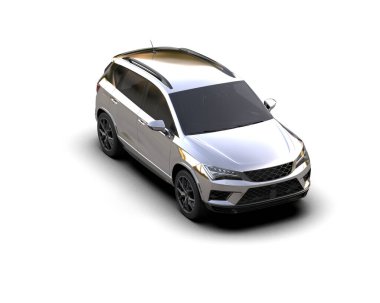 Modern araba beyaz arka planda izole edilmiş. 3d resimleme