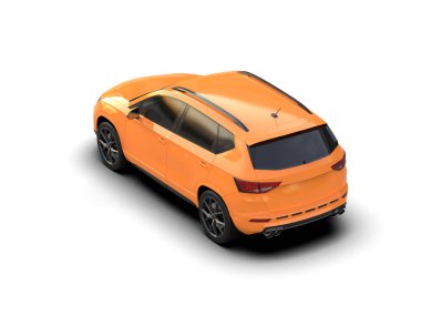 Modern araba beyaz arka planda izole edilmiş. 3d resimleme