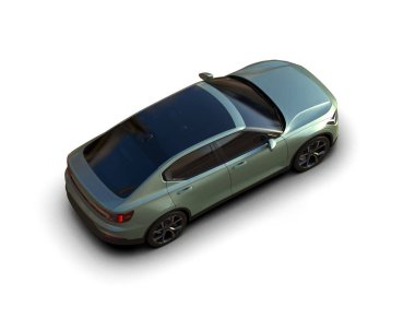 Modern araba beyaz arka planda izole edilmiş. 3d resimleme