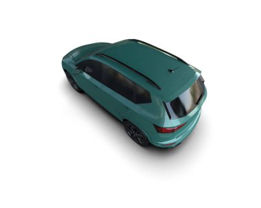 Modern araba beyaz arka planda izole edilmiş. 3d resimleme