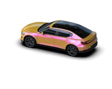 Modern araba beyaz arka planda izole edilmiş. 3d resimleme