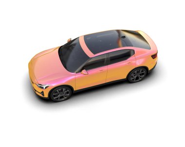 Modern araba beyaz arka planda izole edilmiş. 3d resimleme