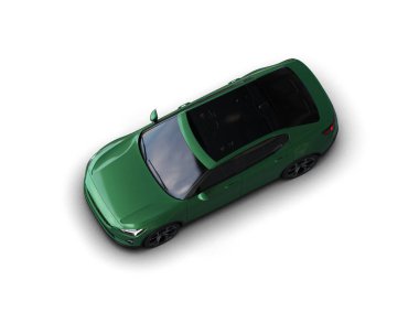 Modern araba beyaz arka planda izole edilmiş. 3d resimleme