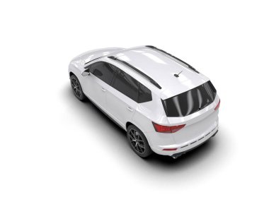 Modern araba beyaz arka planda izole edilmiş. 3d resimleme