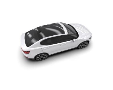 Modern araba beyaz arka planda izole edilmiş. 3d resimleme