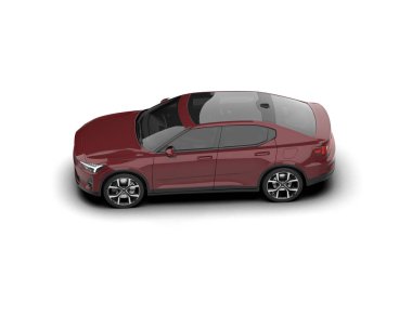 Modern araba beyaz arka planda izole edilmiş. 3d resimleme