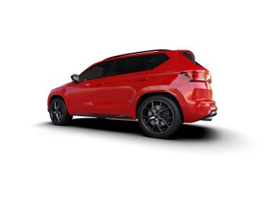 Modern araba beyaz arka planda izole edilmiş. 3d resimleme