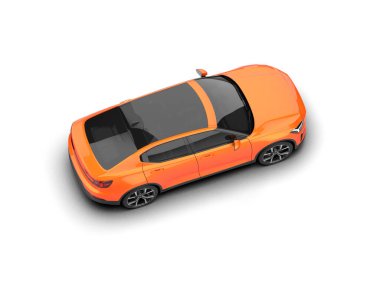 Modern araba beyaz arka planda izole edilmiş. 3d resimleme