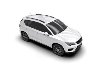 Modern araba beyaz arka planda izole edilmiş. 3d resimleme