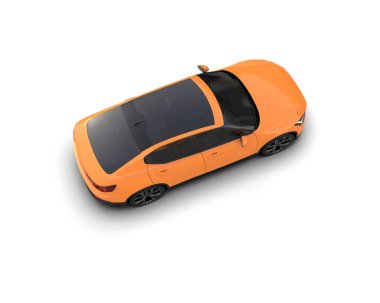 Modern araba beyaz arka planda izole edilmiş. 3d resimleme