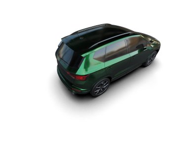 Modern araba beyaz arka planda izole edilmiş. 3d resimleme