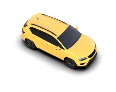 Modern araba beyaz arka planda izole edilmiş. 3d resimleme