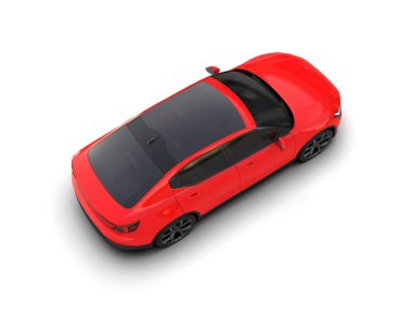 Modern araba beyaz arka planda izole edilmiş. 3d resimleme