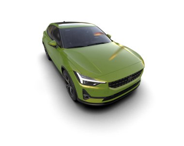 Modern araba beyaz arka planda izole edilmiş. 3d resimleme