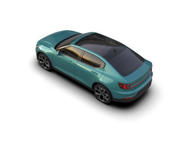 Modern araba beyaz arka planda izole edilmiş. 3d resimleme