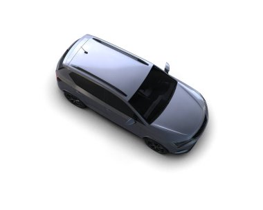 Modern araba beyaz arka planda izole edilmiş. 3d resimleme