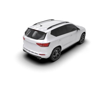 Modern araba beyaz arka planda izole edilmiş. 3d resimleme