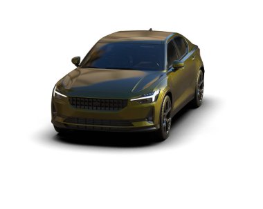 Modern araba beyaz arka planda izole edilmiş. 3d resimleme