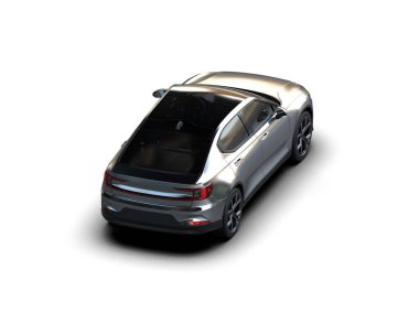 Modern araba beyaz arka planda izole edilmiş. 3d resimleme