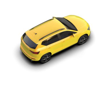 Modern araba beyaz arka planda izole edilmiş. 3d resimleme