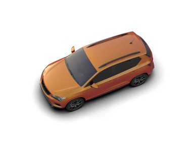 Modern araba beyaz arka planda izole edilmiş. 3d resimleme