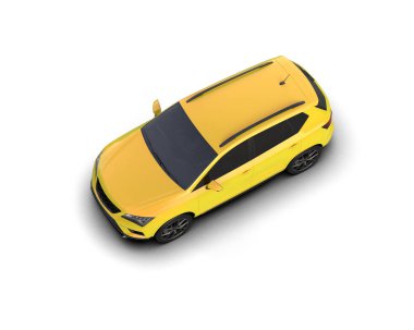 Modern araba beyaz arka planda izole edilmiş. 3d resimleme