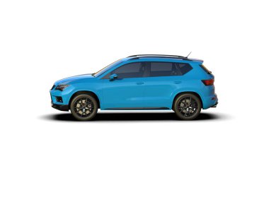 Modern araba beyaz arka planda izole edilmiş. 3d resimleme