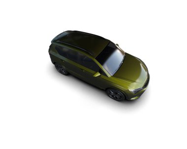 Modern araba beyaz arka planda izole edilmiş. 3d resimleme