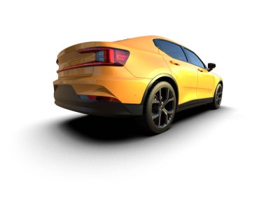 Modern araba beyaz arka planda izole edilmiş. 3d resimleme