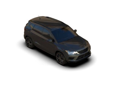 Modern araba beyaz arka planda izole edilmiş. 3d resimleme