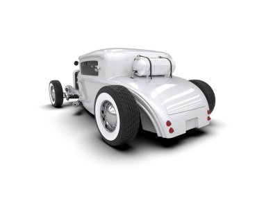 Modern klasik araba beyaz arka planda izole edilmiş.