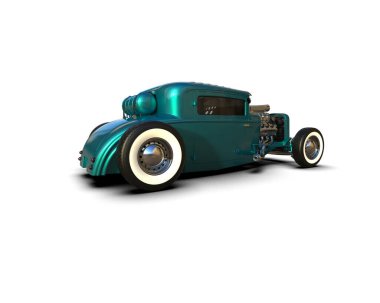 mavi vintage araba - 3 d illüstrasyon