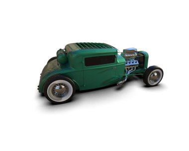Amerikan yeşil antika arabası.