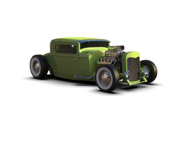 Klasik yeşil kaslı araba - üst görünüm