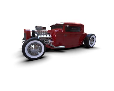 Klasik kırmızı kaslı araba - ön manzara