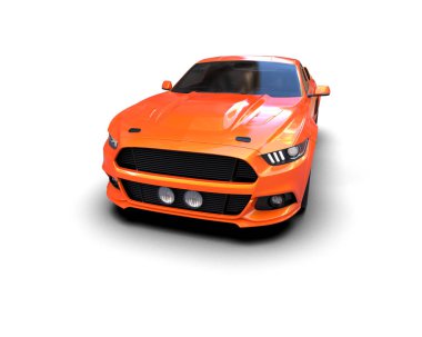 Beyaz arka planda izole edilmiş kaslı araba. 3d oluşturma 