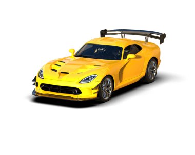 Beyaz arka planda izole edilmiş kaslı araba. 3d oluşturma 