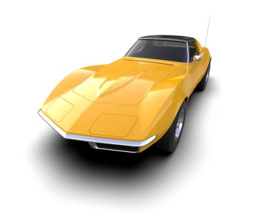 Beyaz arka planda izole edilmiş kaslı araba. 3d oluşturma 