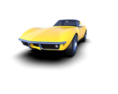 Beyaz arka planda izole edilmiş kaslı araba. 3d oluşturma  