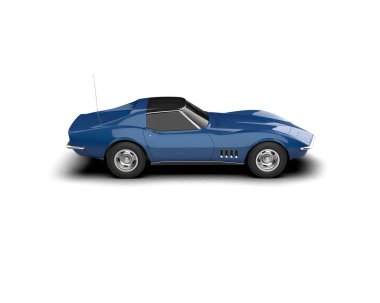 Modern klasik kaslı araba - ön görünüm - 3 boyutlu illüstrasyon - ön görünüm