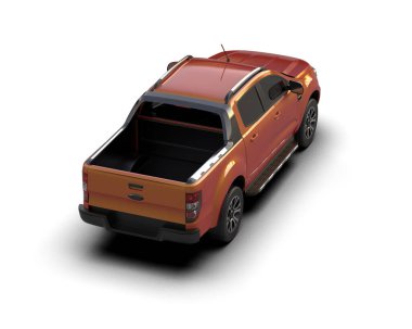Pickup truck isolated on white background. 3d rendering - illustration