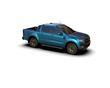 Pickup truck isolated on white background. 3d rendering - illustration