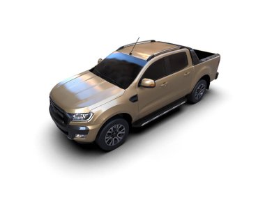 Pickup truck isolated on white background. 3d rendering - illustration