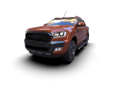 Pickup truck isolated on white background. 3d rendering - illustration