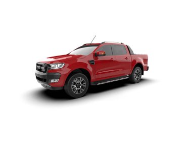 Pickup truck isolated on white background. 3d rendering - illustration