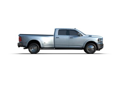 Pickup truck isolated on white background. 3d rendering - illustration