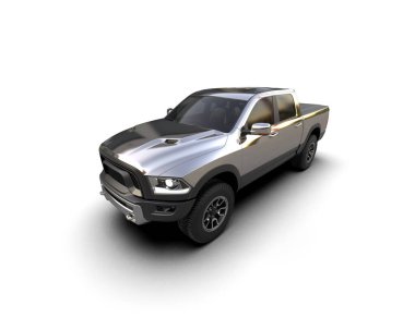 Beyaz arka planda siyah beyaz bir kamyonet.