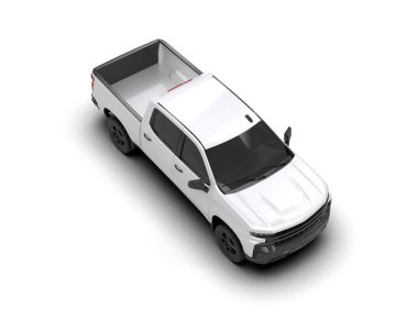 Beyaz arka planda beyaz bir spor araba. 3d oluşturma